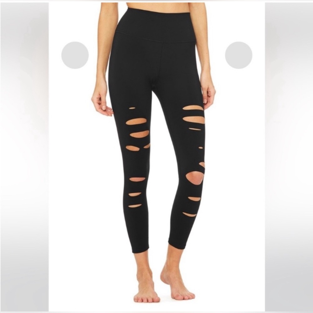 EUC Alo High Waist Ripped Warrior Leggings